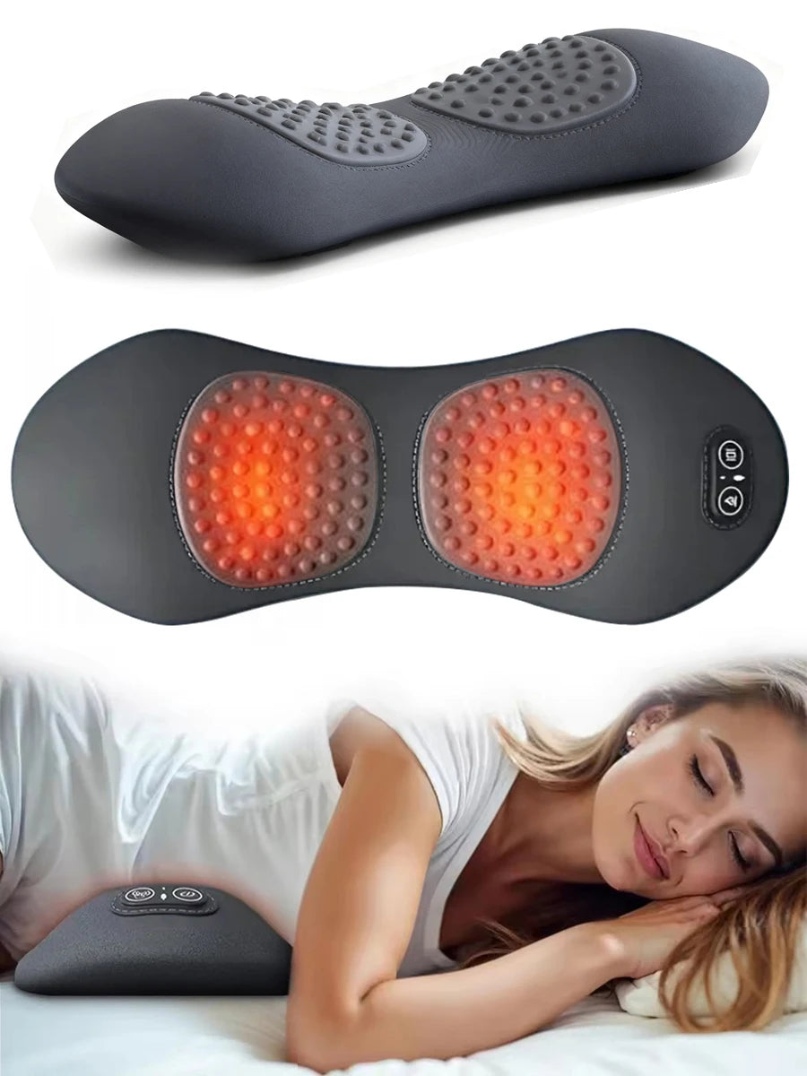 Heating Vibration Back Pillow Massager – Lumbar Support Cushion for Sleep & Maternity