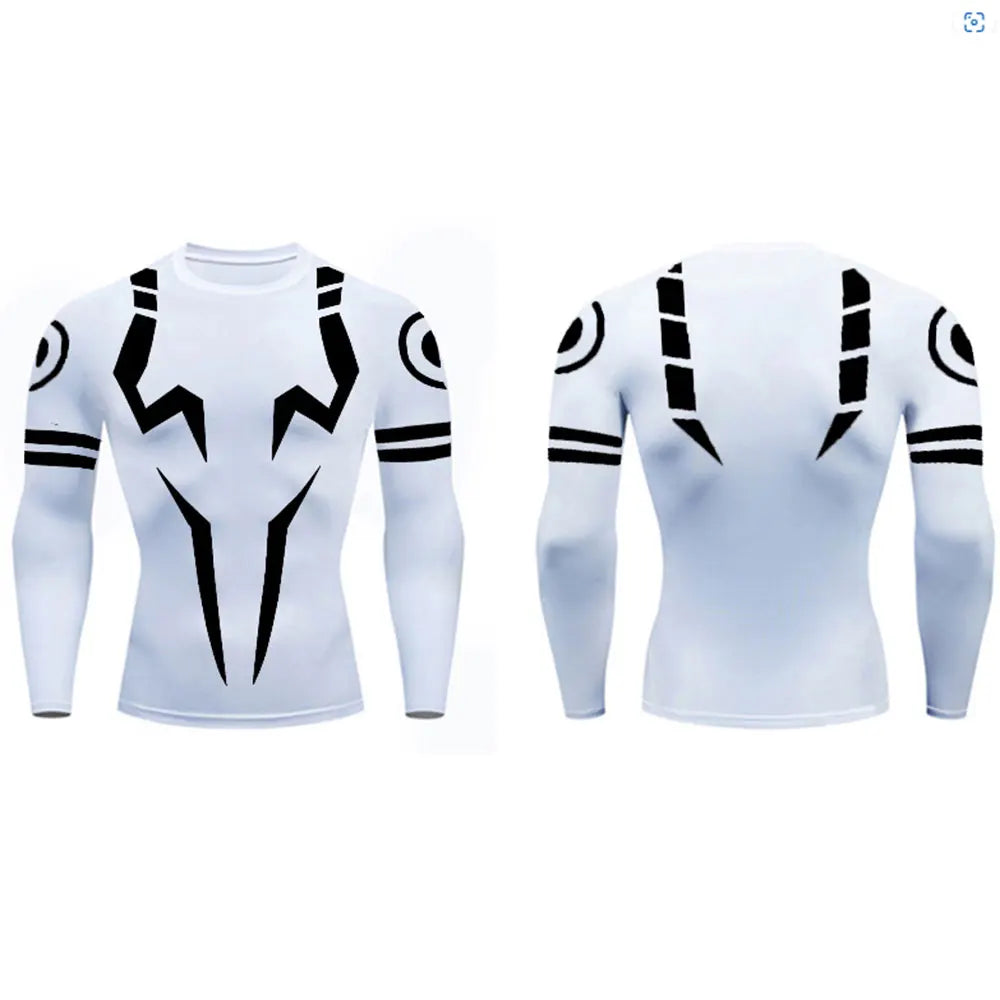 Anime Jujutsu Kaisen 3D Compression Shirt & Gym Shorts – Quick Dry Running Workout Sportswear