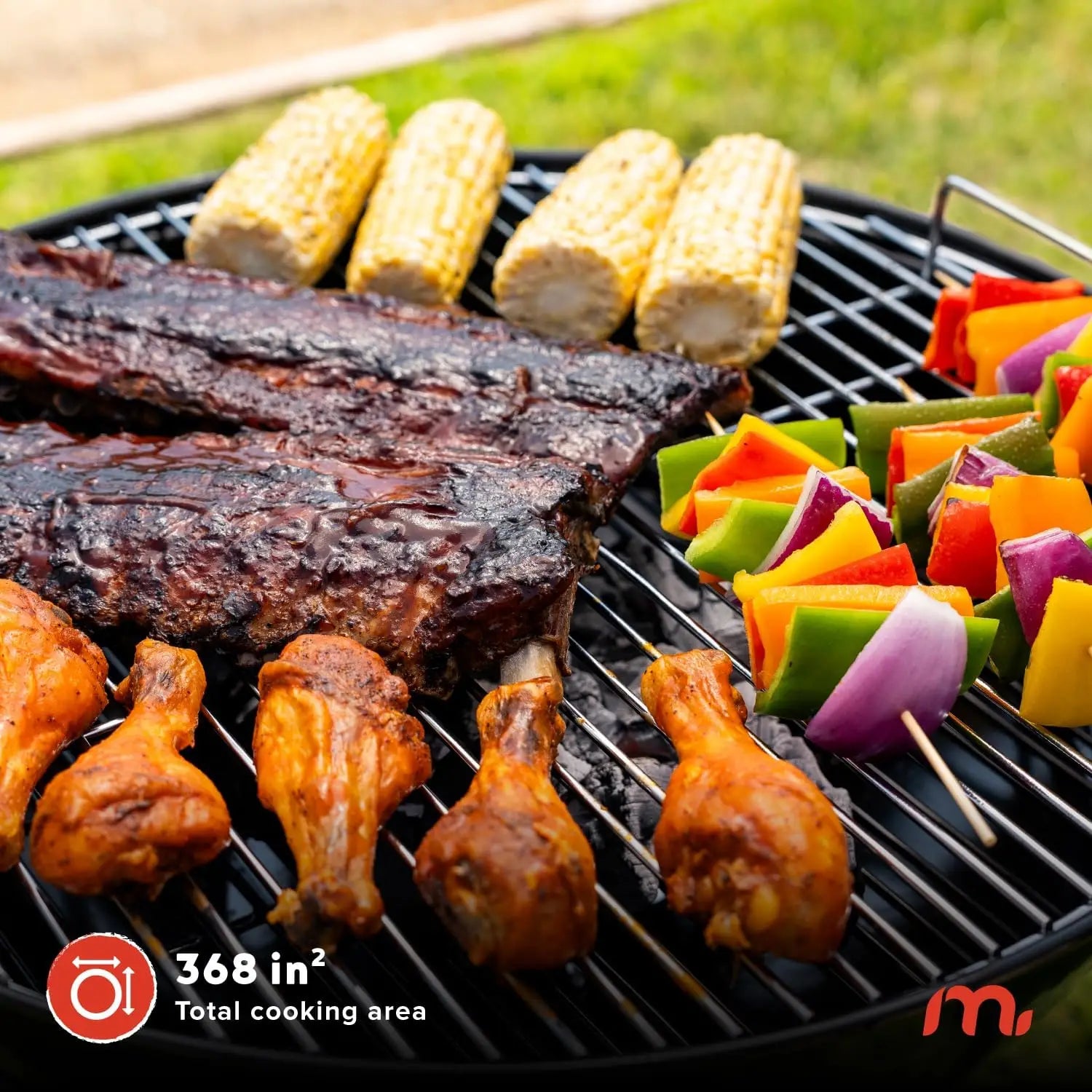 22-Inch Heavy Duty Charcoal Barbecue Grill | 354 Sq. In., Adjustable Air Vent, Portable for Camping & Outdoor Cooking