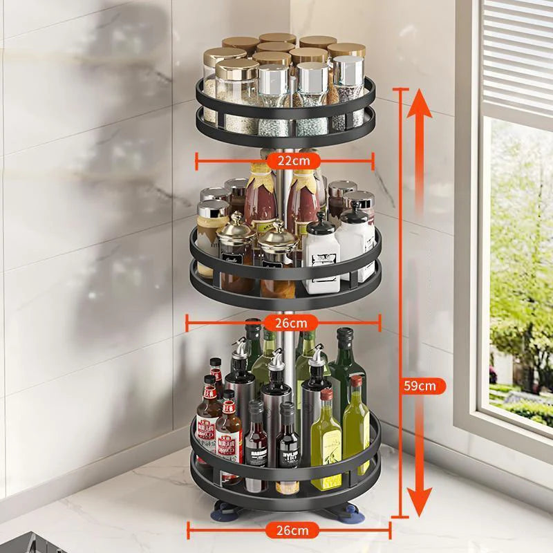 360° Rotating Multi-Layer Storage Box — Non-Slip Countertop Organizer for Kitchen, Spices & Cosmetics