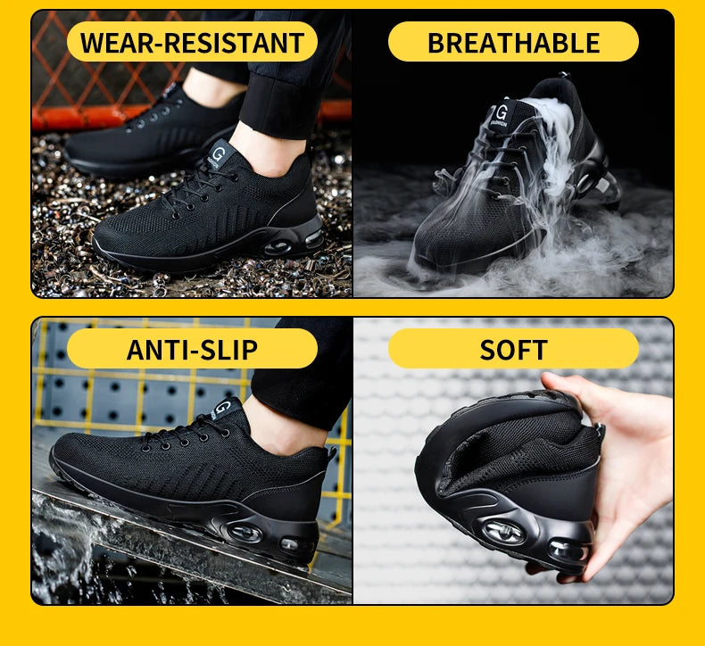 Men's Steel Toe Safety Work Boots — Anti-Smash Indestructible Tactical Work Sneakers