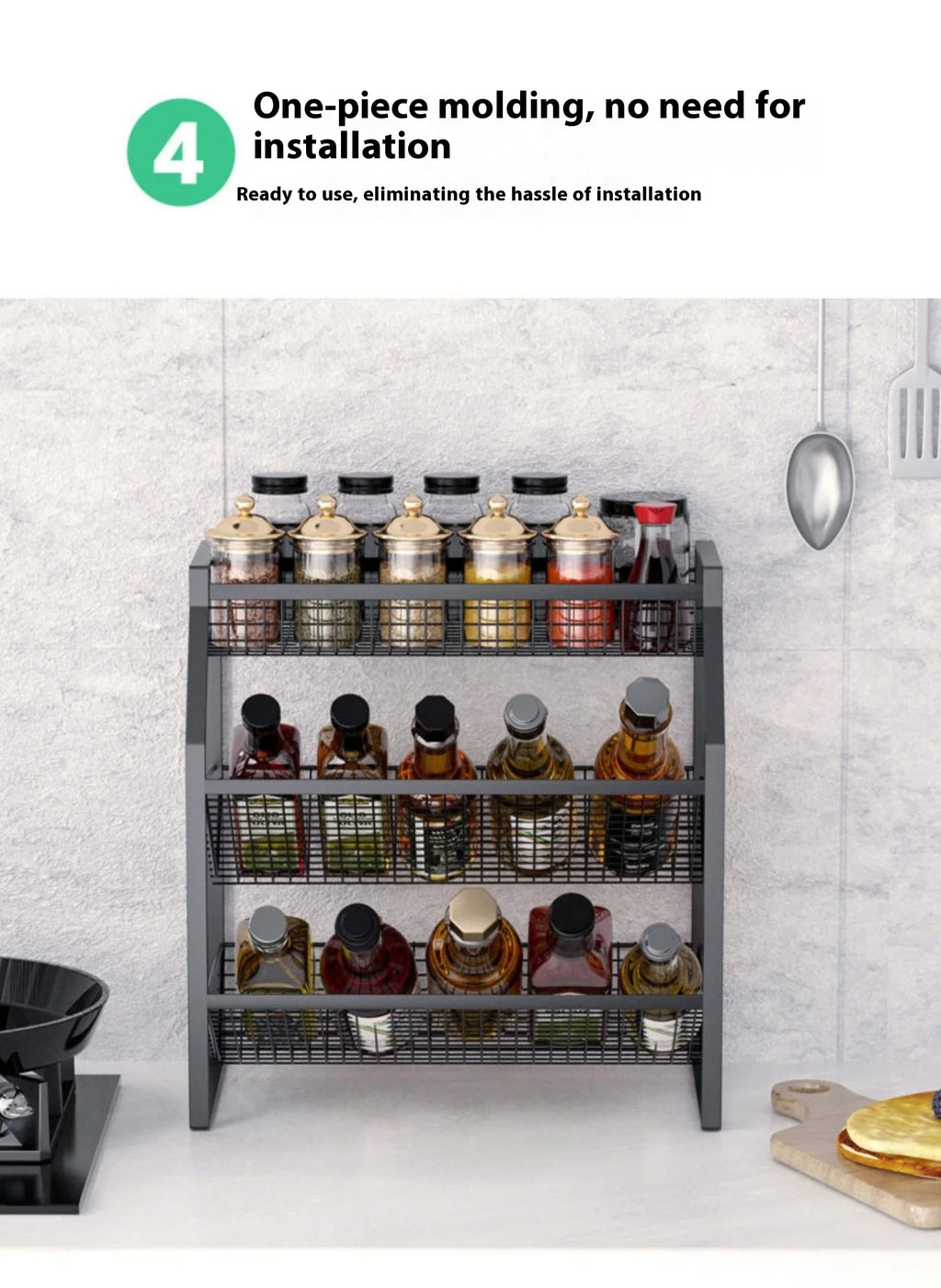 Multi-Tier Metal Spice Rack & Kitchen Drawer Cabinet Organizer – Countertop, Pantry & Under-Sink Storage