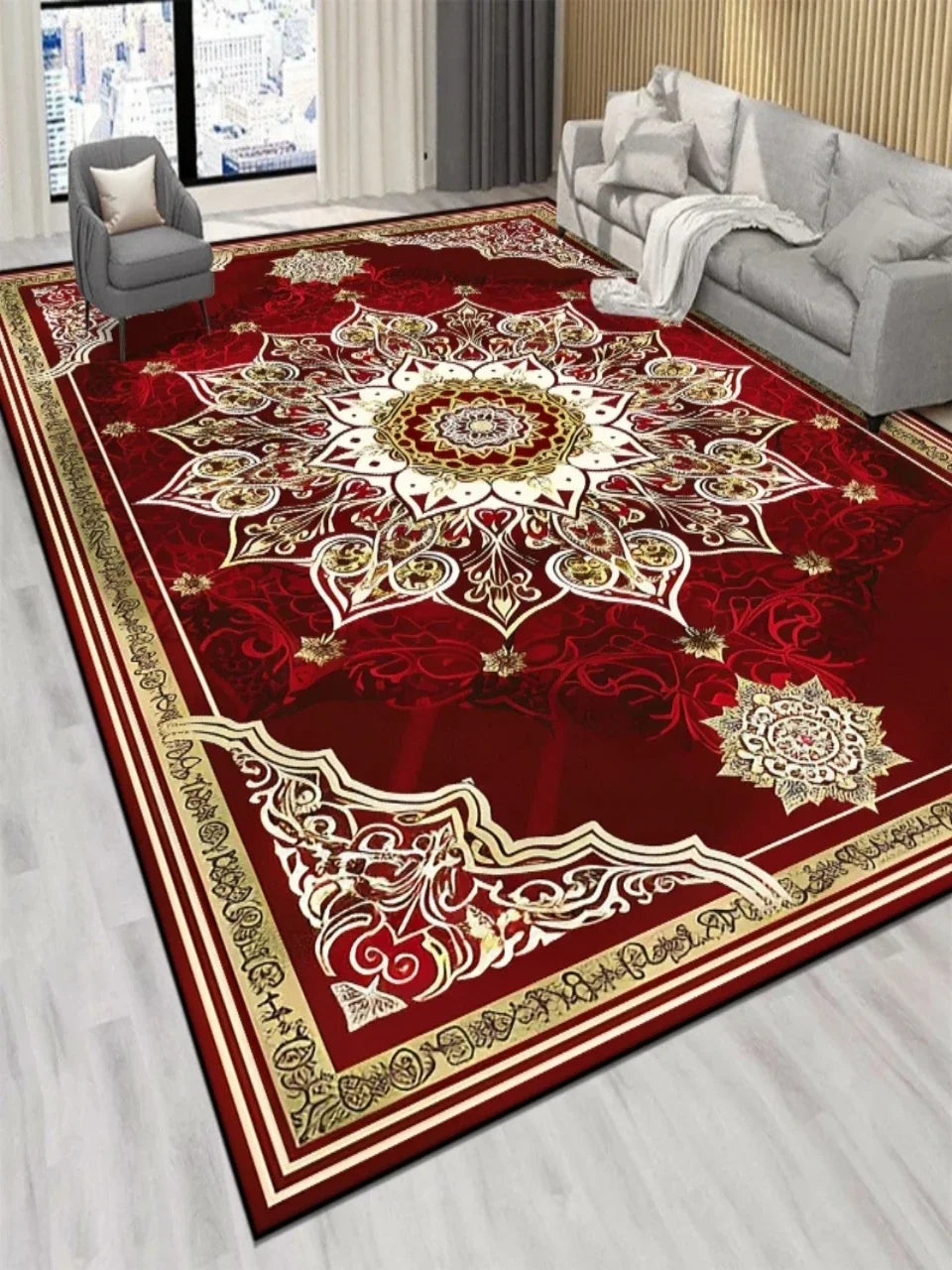 VIKAMA Persian Luxury Crystal Velvet Rug – Large Non-Slip Living Room & Bedroom Carpet, 5 Colors & 5 Sizes