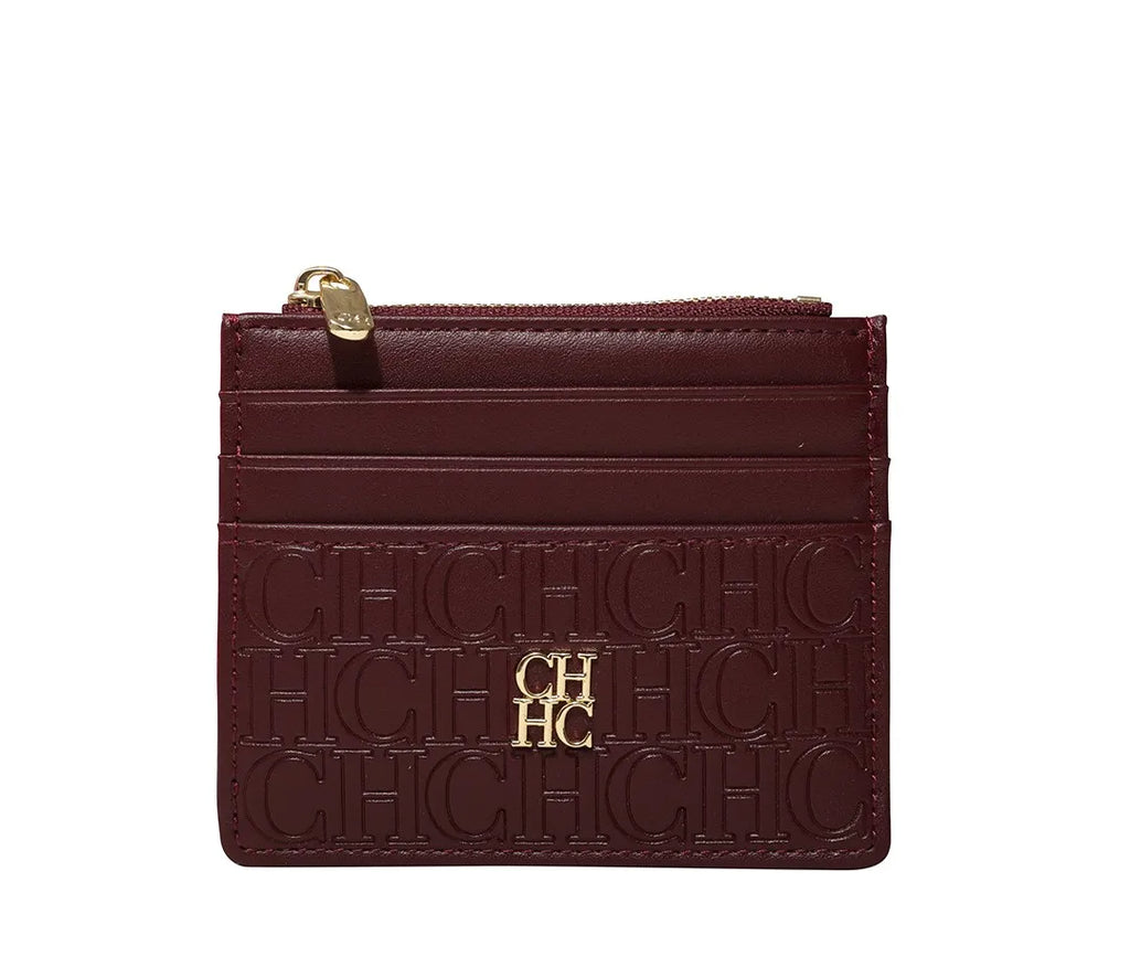 CH Letter Accent PU Leather Card Case Wallet – Elegant Compact Designer Wallet for Women