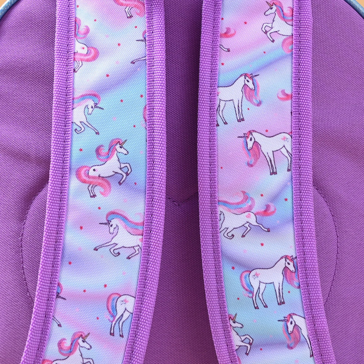 Unicorn Backpack Set – Purple Three-Piece School Bags