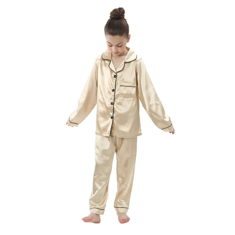 Kids' Ice Silk Pajamas Set | Summer Thin Short Sleeve Shorts 2-Piece Boys & Girls Homewear