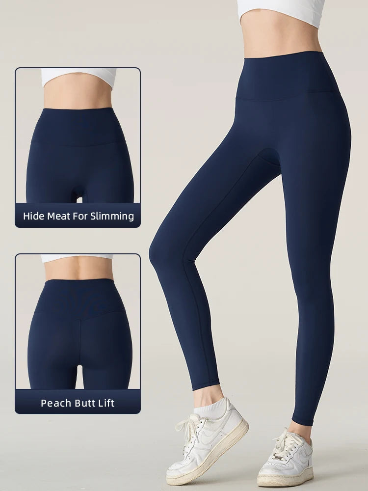High-Waist Hip-Lifting Yoga Leggings — Breathable Nylon Fitness Running & Cycling Sports Pants, 19 Colors