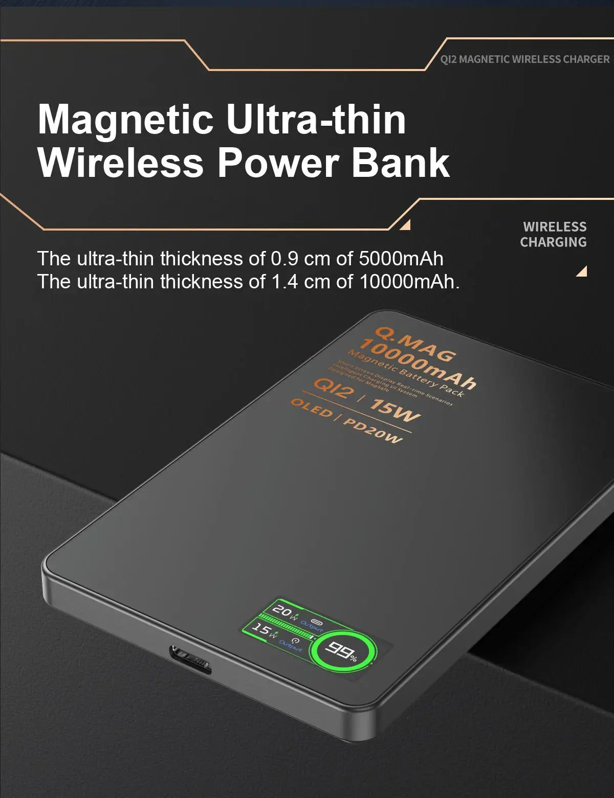 Qi2 Magnetic Power Bank — 15W MagSafe Fast Wireless Charging for iPhone
