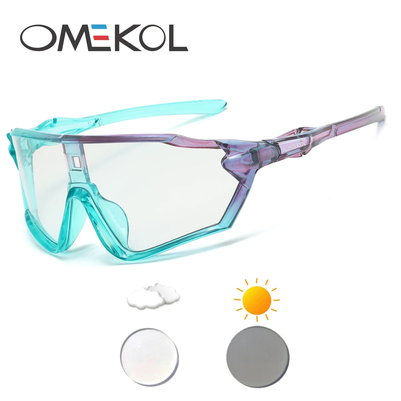OMEKOL Photochromic Cycling Sunglasses | Men Women Outdoor MTB Mountain Bike Baseball Eyewear