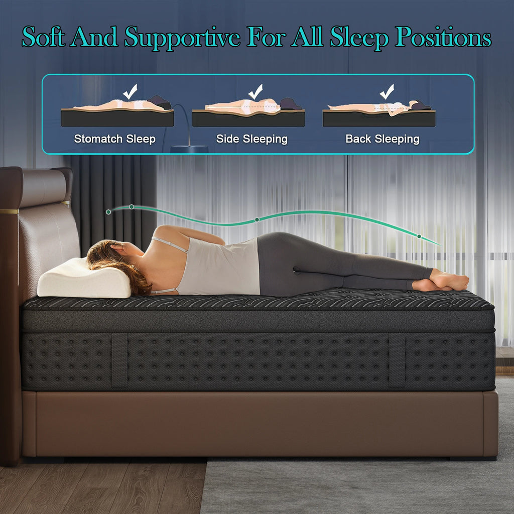 LayRoad 12"/14" Memory Foam Spring Mattress – Medium Firmness, Pressure Relief, Single to King Boxed