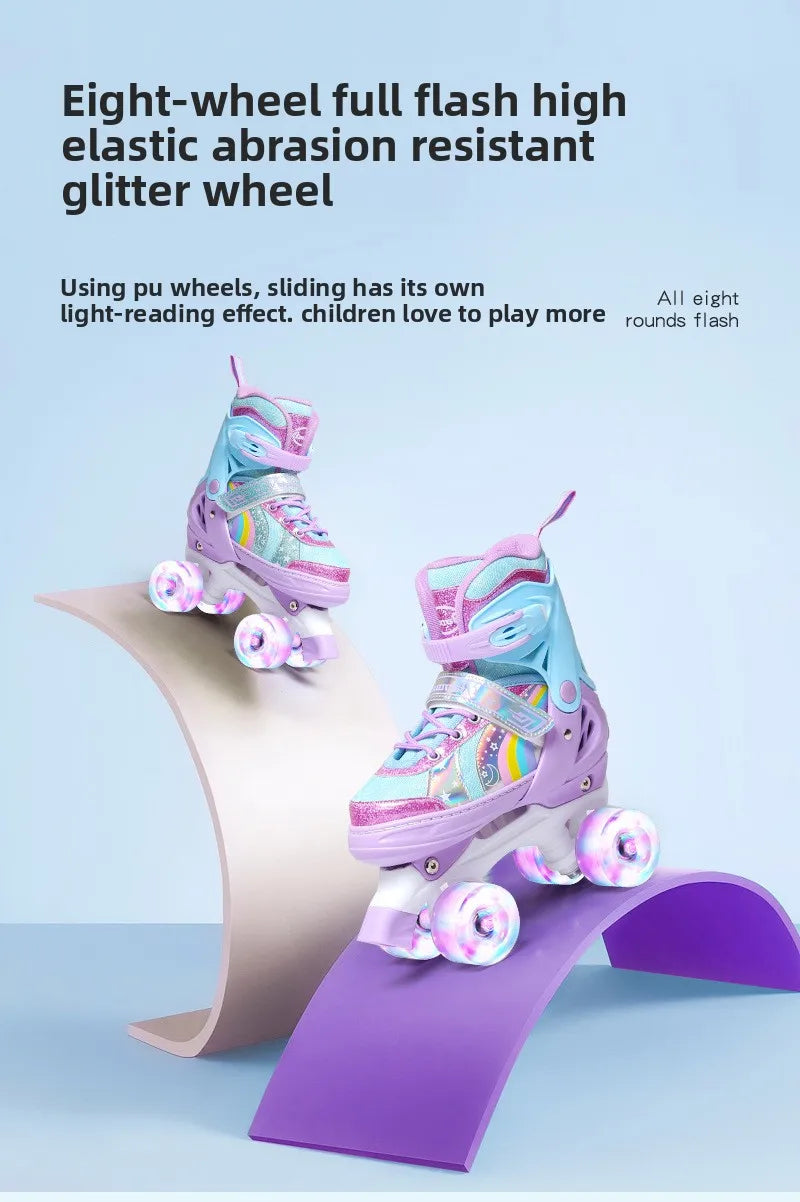 Children's Colorful 4-Wheel Flashing Roller Skates – Beginner Skates for Boys & Girls Ages 2-12