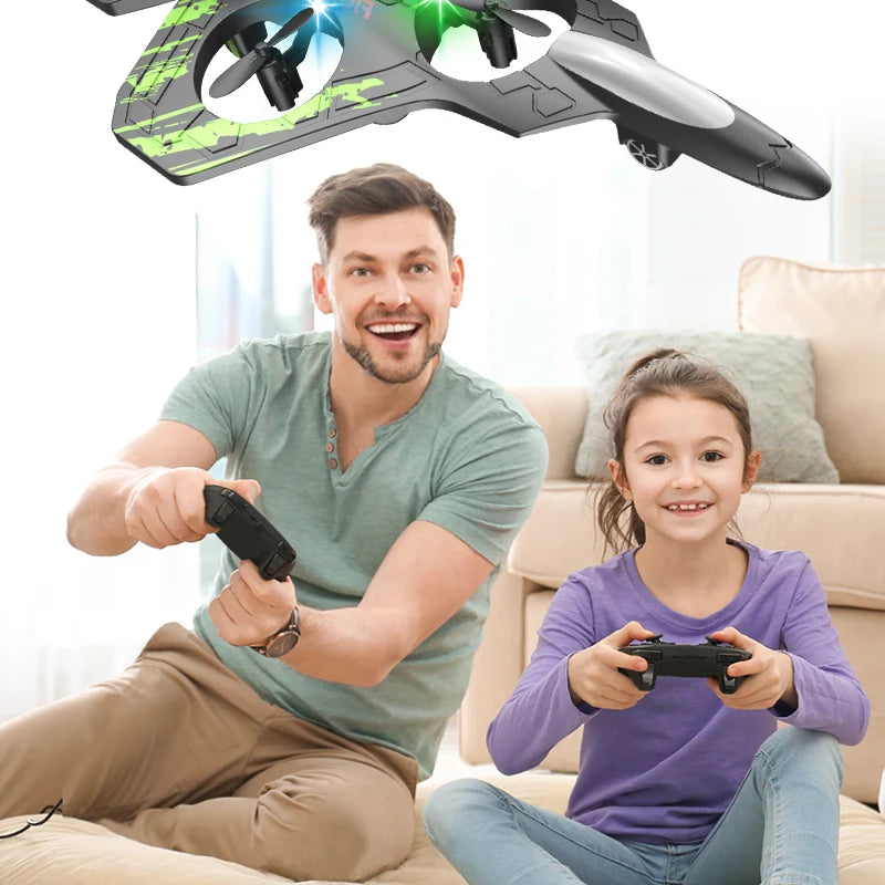 2.4G RC Stunt Foam Helicopter Jet Plane with Gyroscope & LED Light – Indoor Outdoor Toy