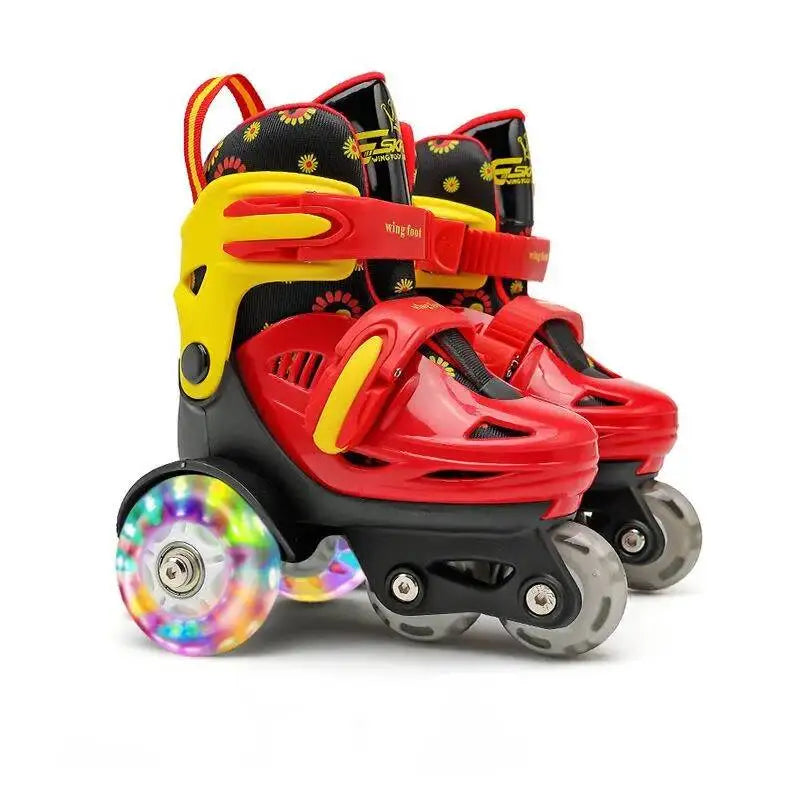 Children's 3-Wheel Inline Adjustable Roller Skates – High Elastic PU, Size 27-34, for Ages 2-8 Beginner Kids