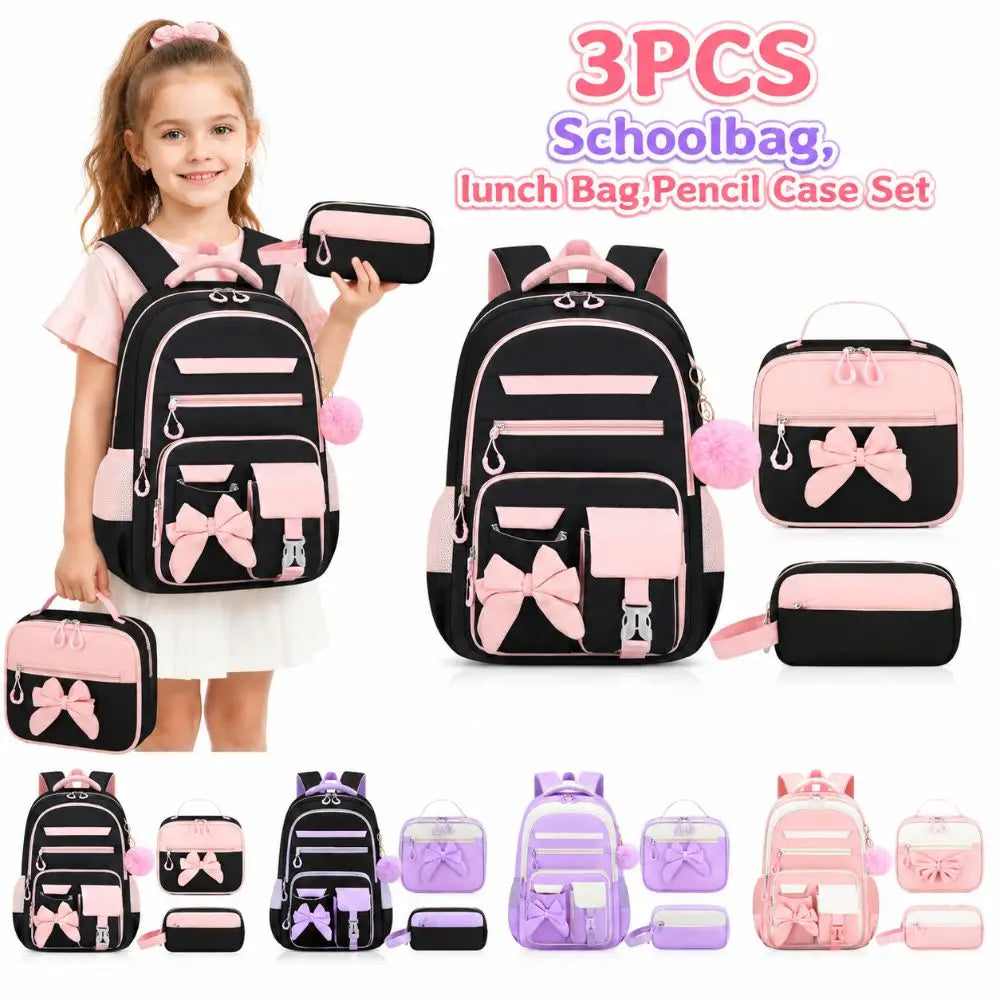 Bow-Knot School Backpack – Bag & Matching Set Options