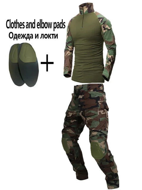 Men's Multicam Tactical Uniform Set – Combat Shirt & Cargo Pants for Airsoft & Hunting