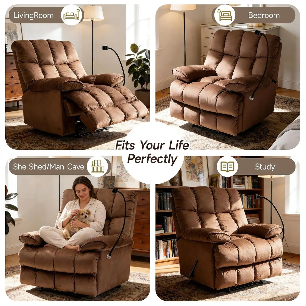 Oversized Manual Recliner with 23-Inch Wide Seat