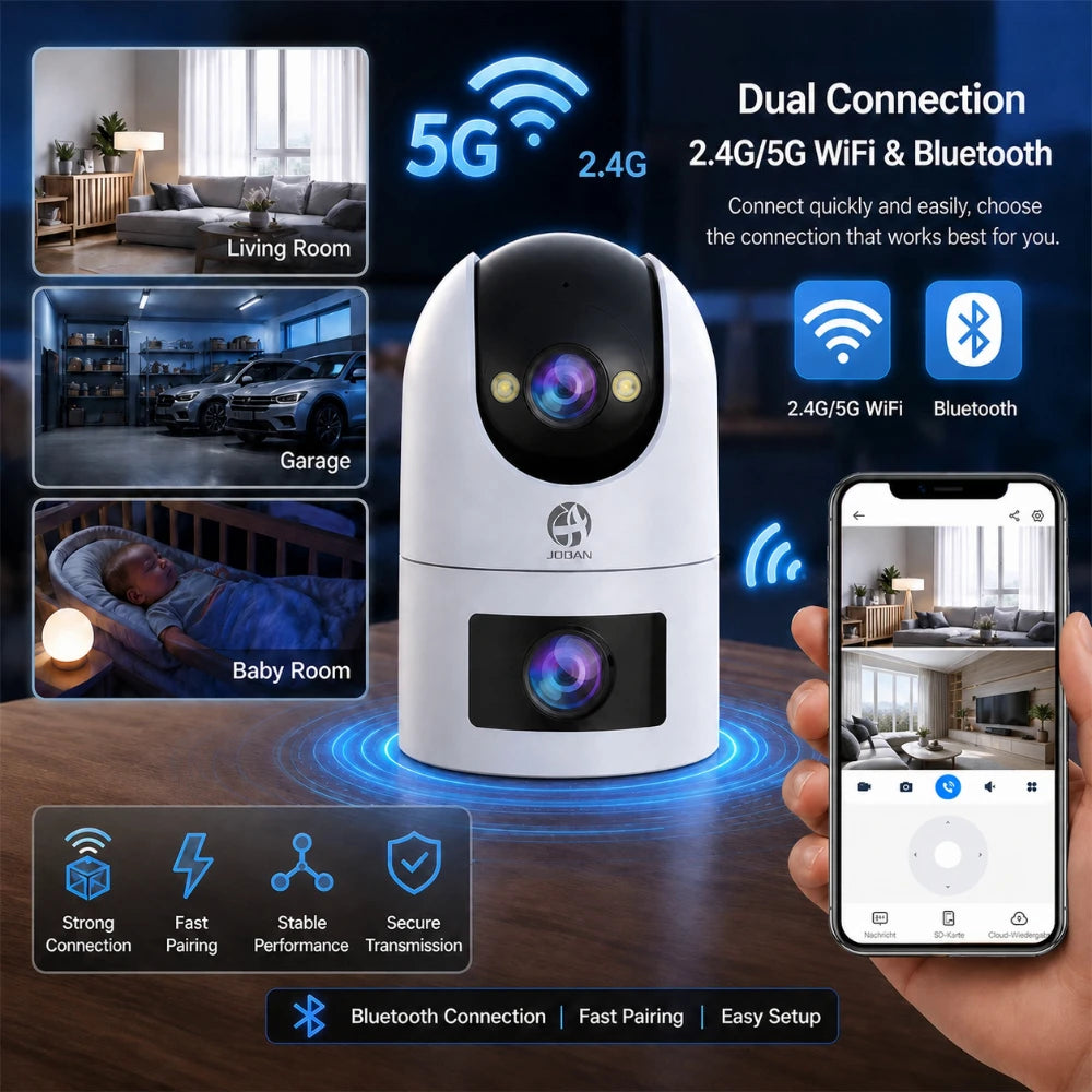 JOOAN Dual-Lens Wi-Fi Security Camera with Motion Alerts