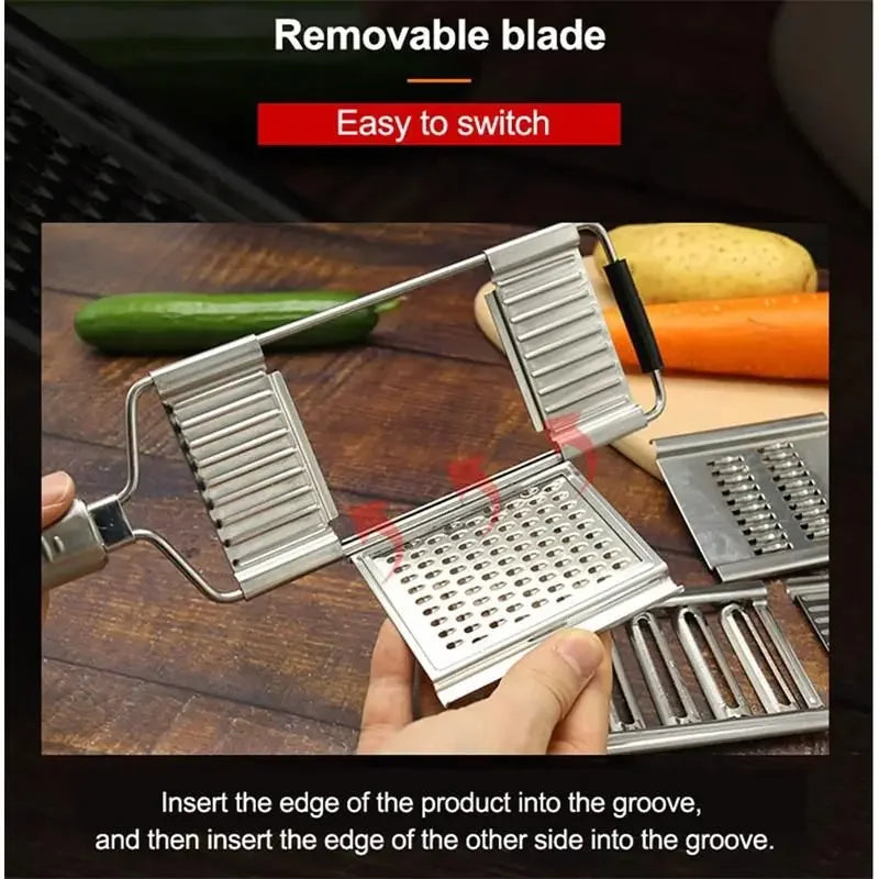 Manual Vegetable Slicer & Grater with Interchangeable Blades
