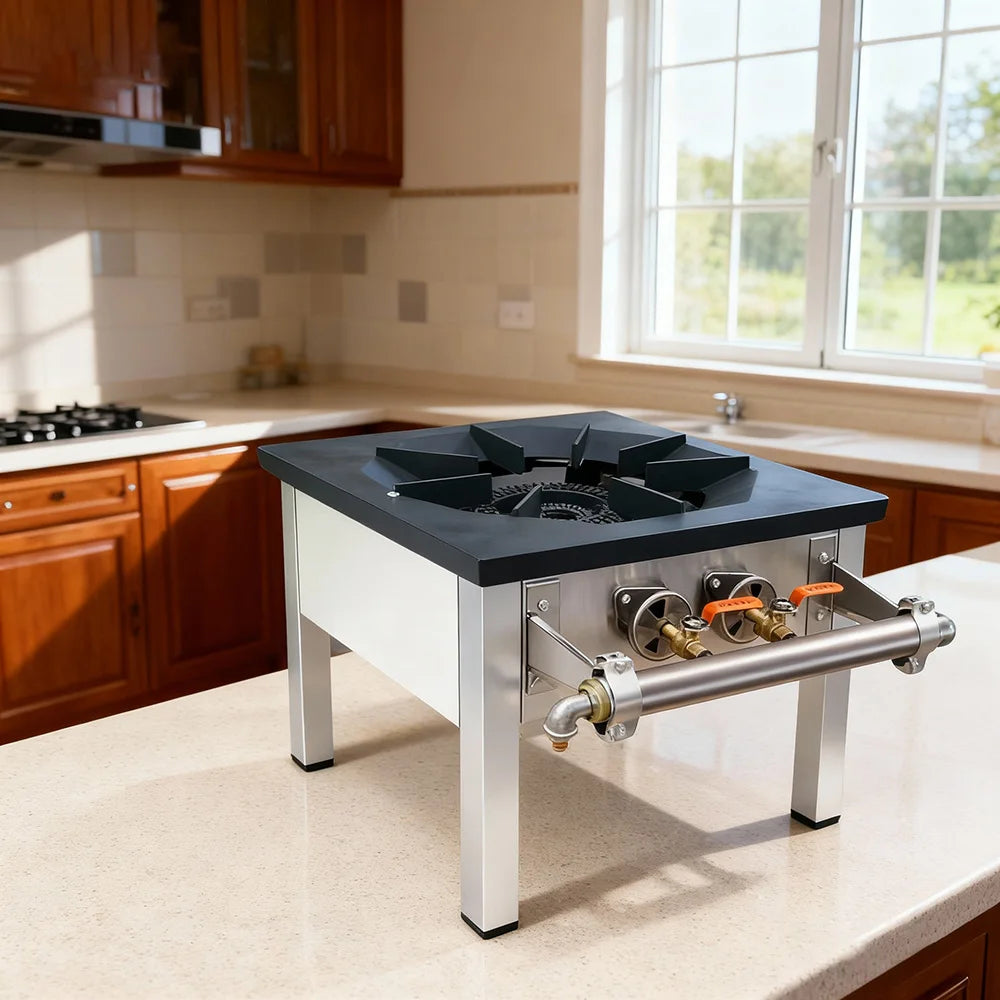 Energy-Saving Single Gas Stove – Dual Ring Commercial & Household Cooktop, LPG/Natural Gas, Short Footed