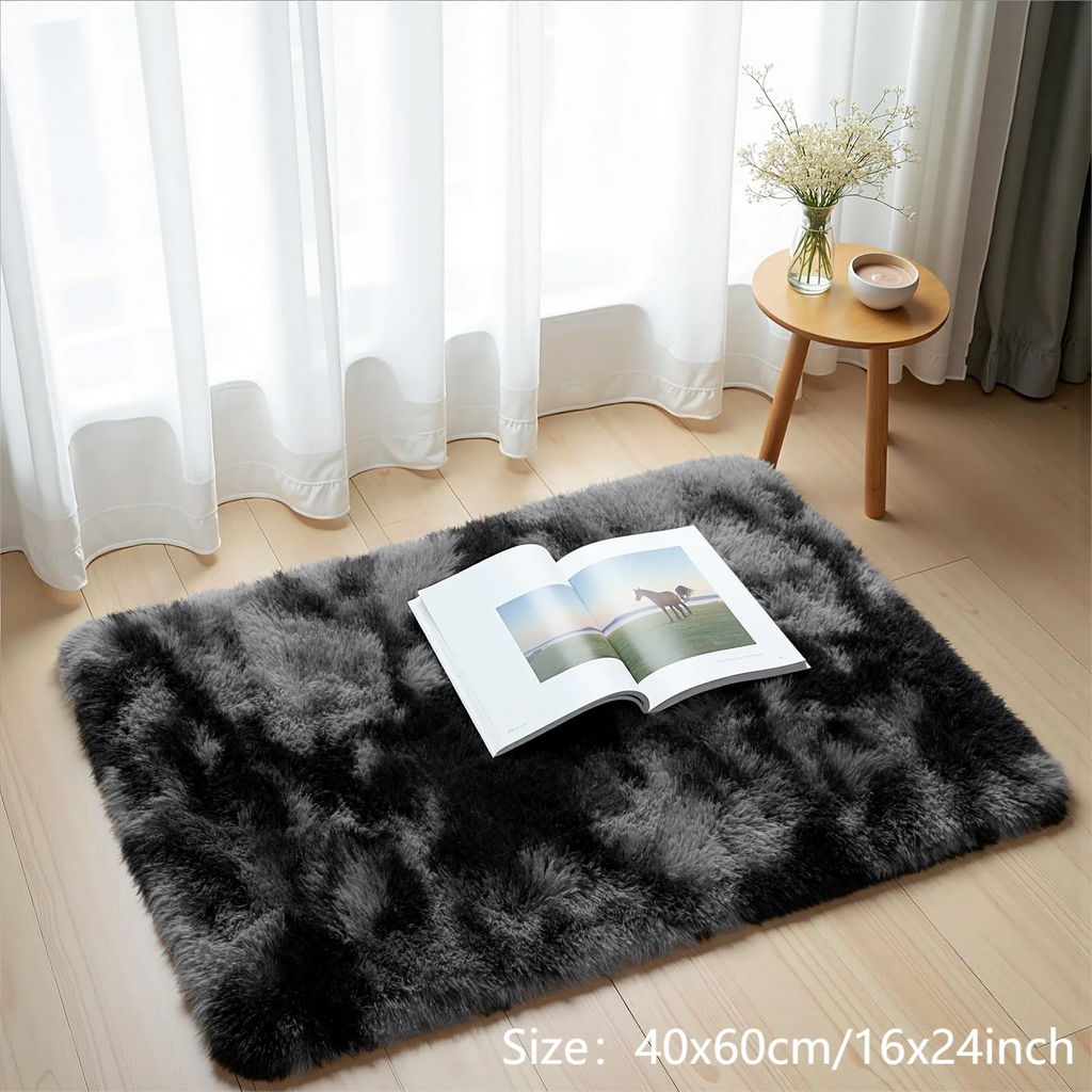 VIKAMA Tie-Dye Plush Carpet — Soft Fluffy Non-Slip Area Rug for Living Room, Kids Room & Baby Crawling