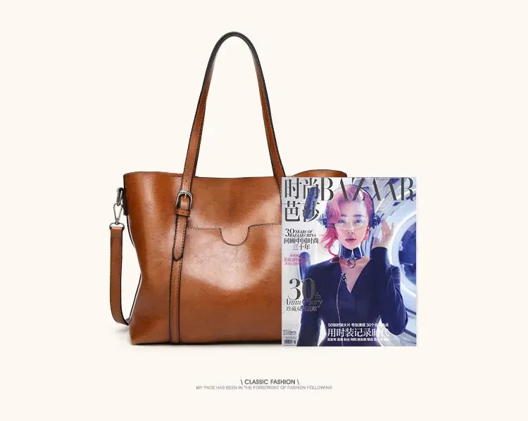 Vintage Oil Wax TPU Shoulder Bag – Hard Shell Tote Crossbody Satchel for Women