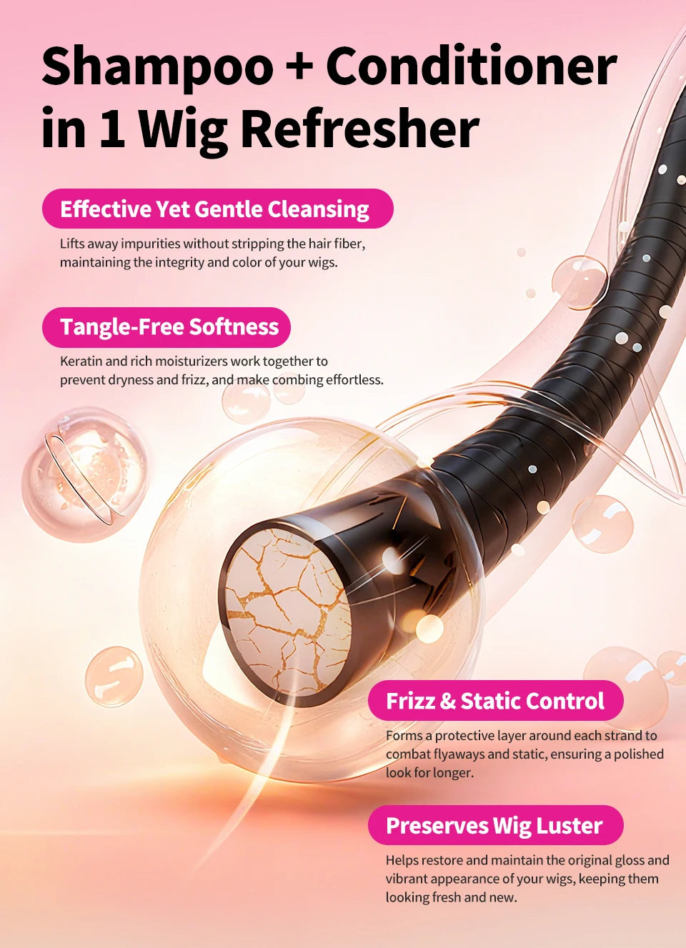 SEVICH Professional Wig Hair Care Products Wig Smoothing Keratin Hair Mask Oil Control Deep Cleansing Wig Shampoo Wig Care Spray