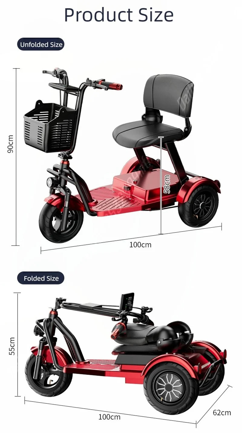 3-Wheel Folding Mobility Scooter for Seniors with Seat