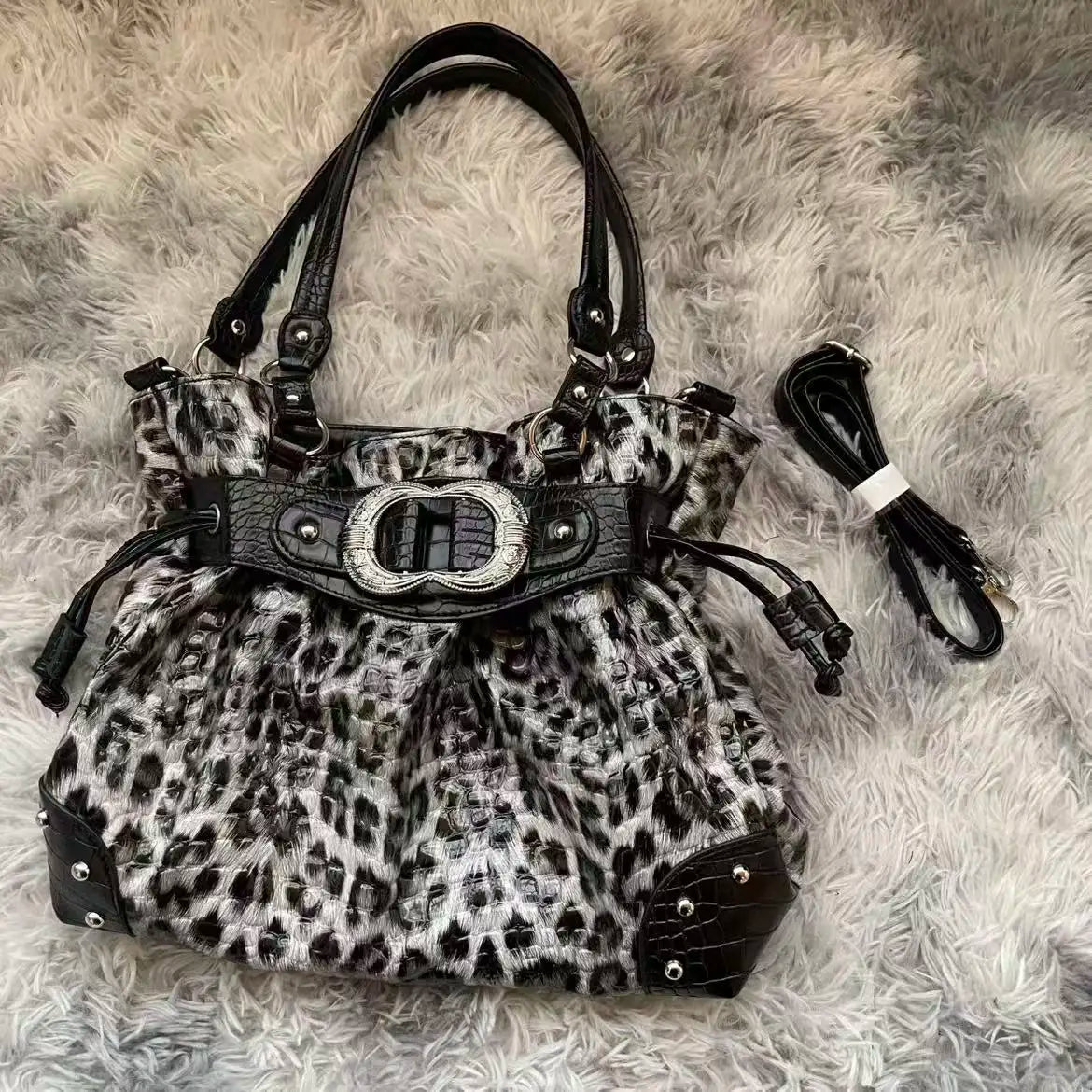 ABQP Vintage Distressed Large Capacity Underarm Tote Crossbody Bag – Designer Shoulder Handbag for Women