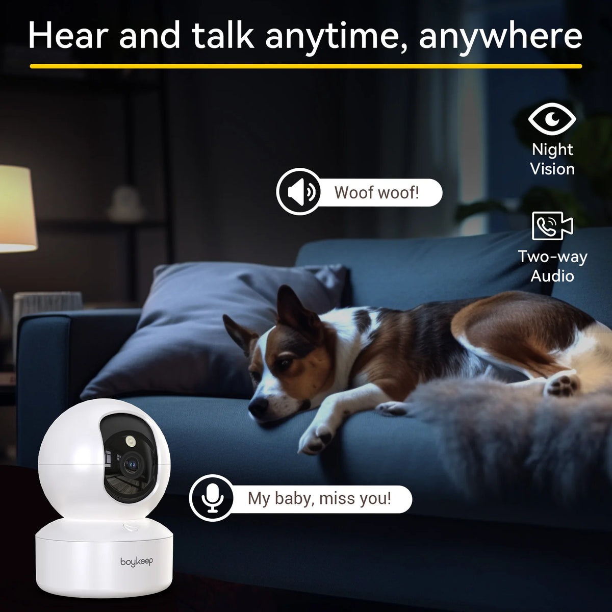 2K Pet & Baby Camera – 5G/2.4GHz WiFi, 360° Pan & Tilt, Color Night Vision, 2-Way Audio, Indoor Security