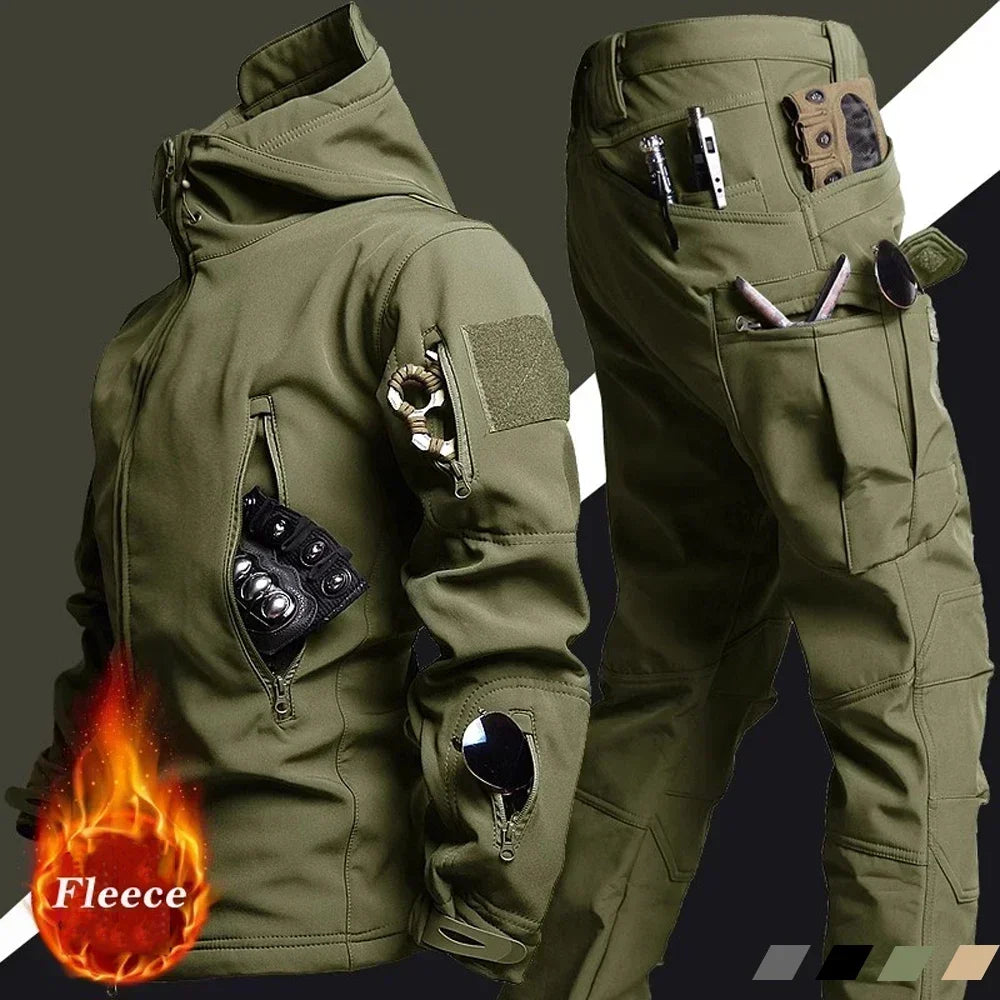 Men's Tactical Fleece Set – Waterproof Soft Shell Jacket & Pants
