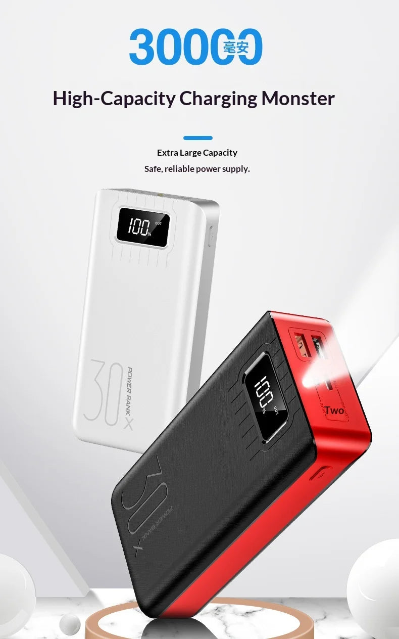 30000mAh Power Bank — High-Capacity Portable Charger for Phones & Tablets