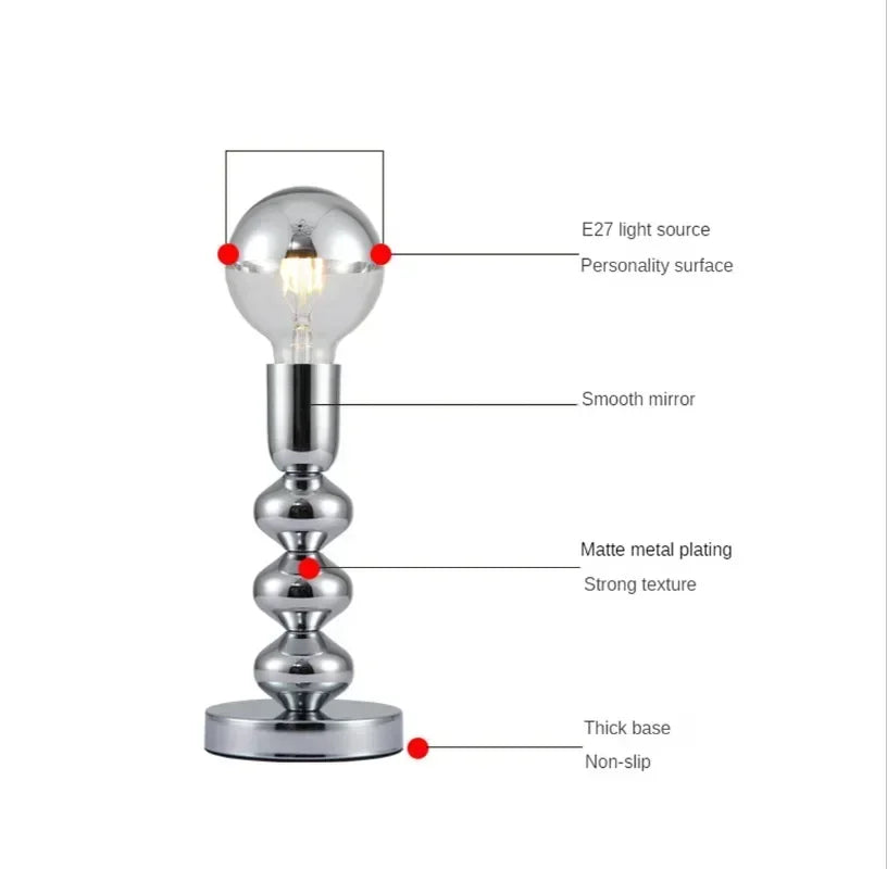 Bauhaus Table Lamp – Chrome & Warm LED Lighting