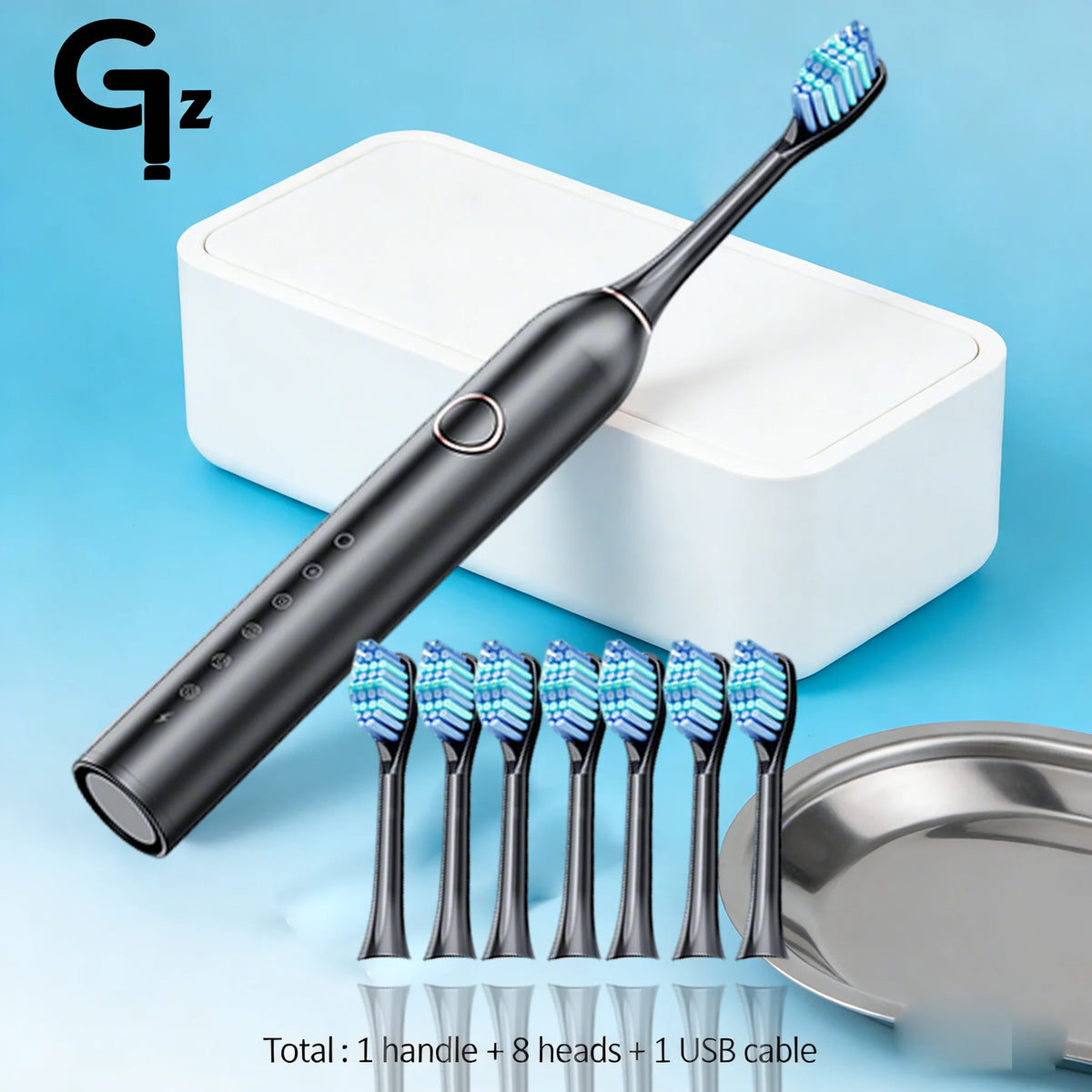 GeZhou Sonic Electric Toothbrush – 6 Cleaning Modes, 4 Brush Heads, USB Rechargeable