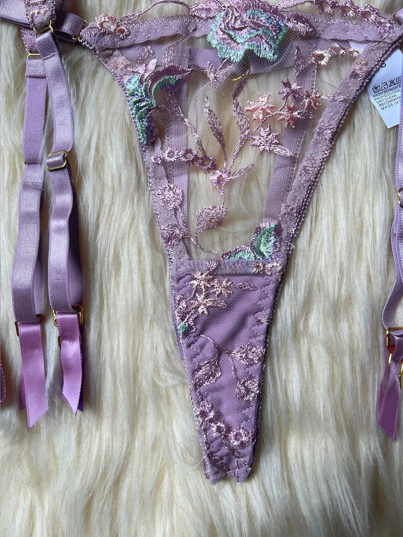 Sheer Embroidery Bra & Brief Set — Transparent Lace Underwear Suit