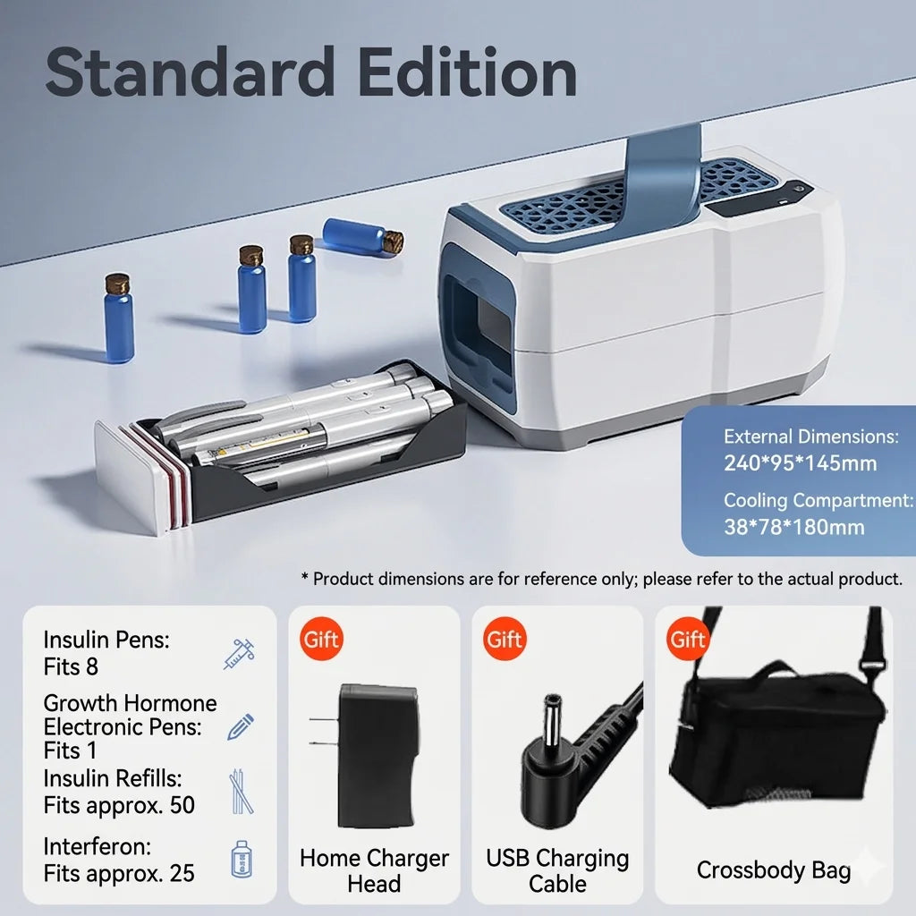 16800mAh Portable Insulin Cooler Case — Mini Medicine Refrigerator 0-18°C USB Charging Travel Cooling Box