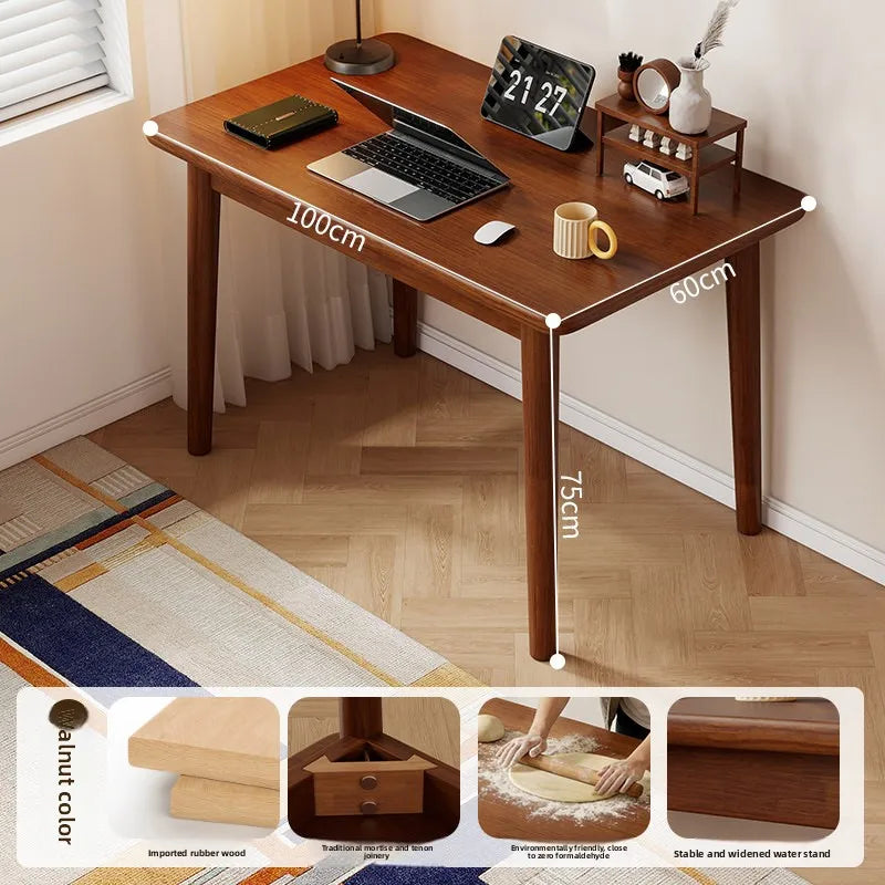 All Solid Wood Desk — L-Shape Pine Computer Desk with Bookshelf | Wall-Mounted Study Table