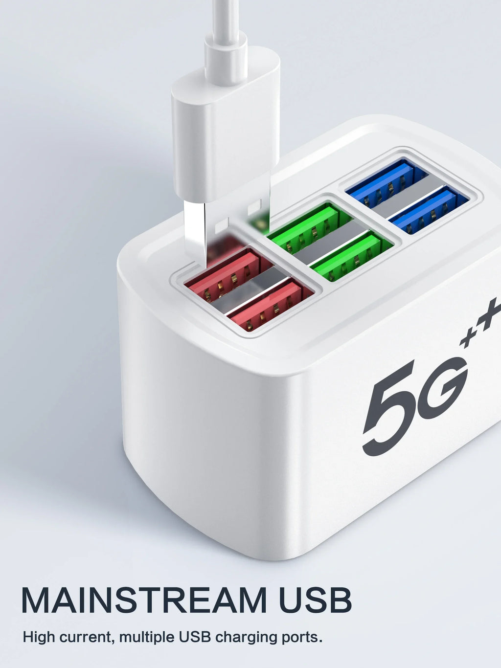6-in-1 Fast USB Charging Power Strip — Multi-Port Desktop Charger with AC Outlets