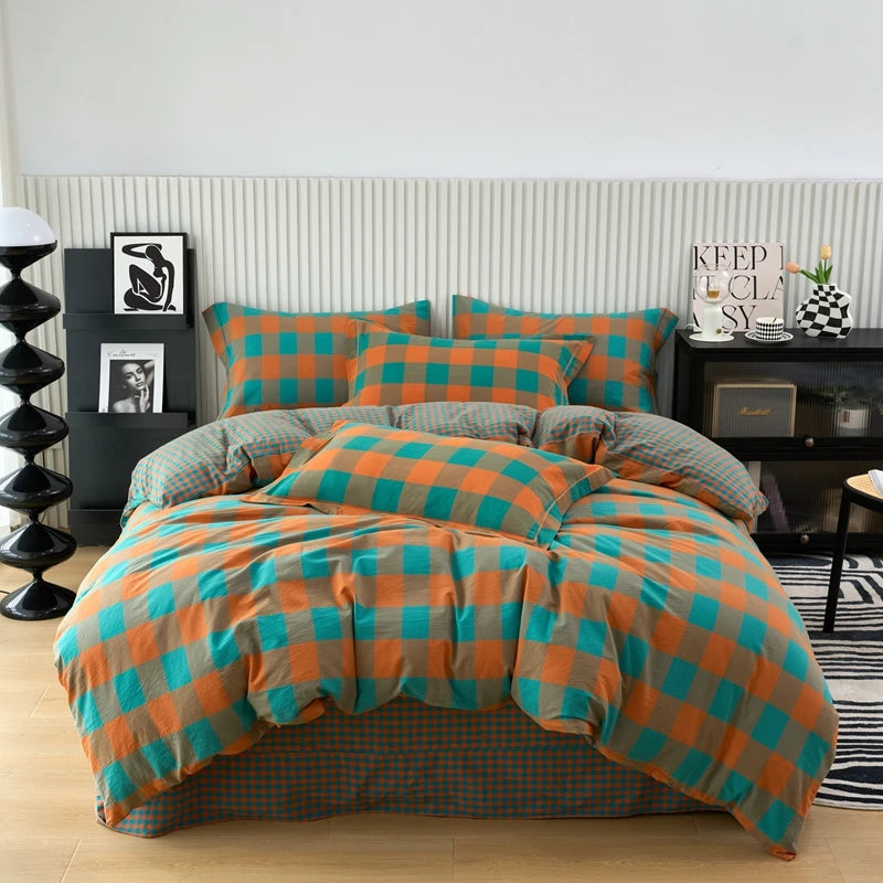 100% Cotton Plaid Duvet Cover | Classic Plaid Style, 160x210 to 220x240cm, Pillowcase Sold Separately