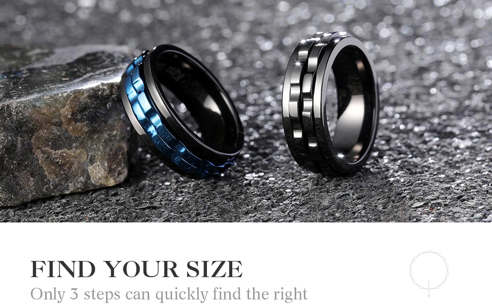 Punk Spinner Anxiety Fidget Ring — Stainless Steel Gear Chain Design for Men & Women