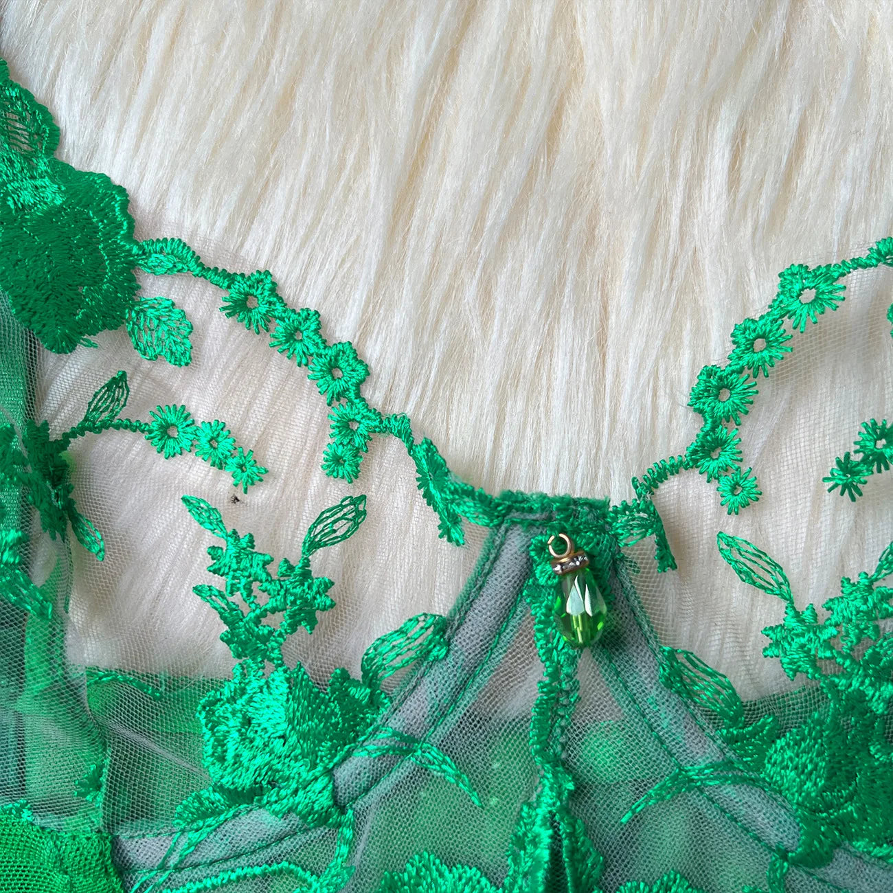Sheer Embroidery Bra & Brief Set — Transparent Lace Underwear Suit