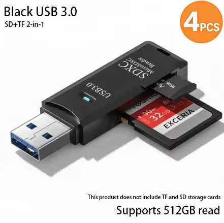 USB 3.0 Multi-Card Reader & Hub Adapter – SD, TF, MiniSD, Flash Drive for PC & Laptop