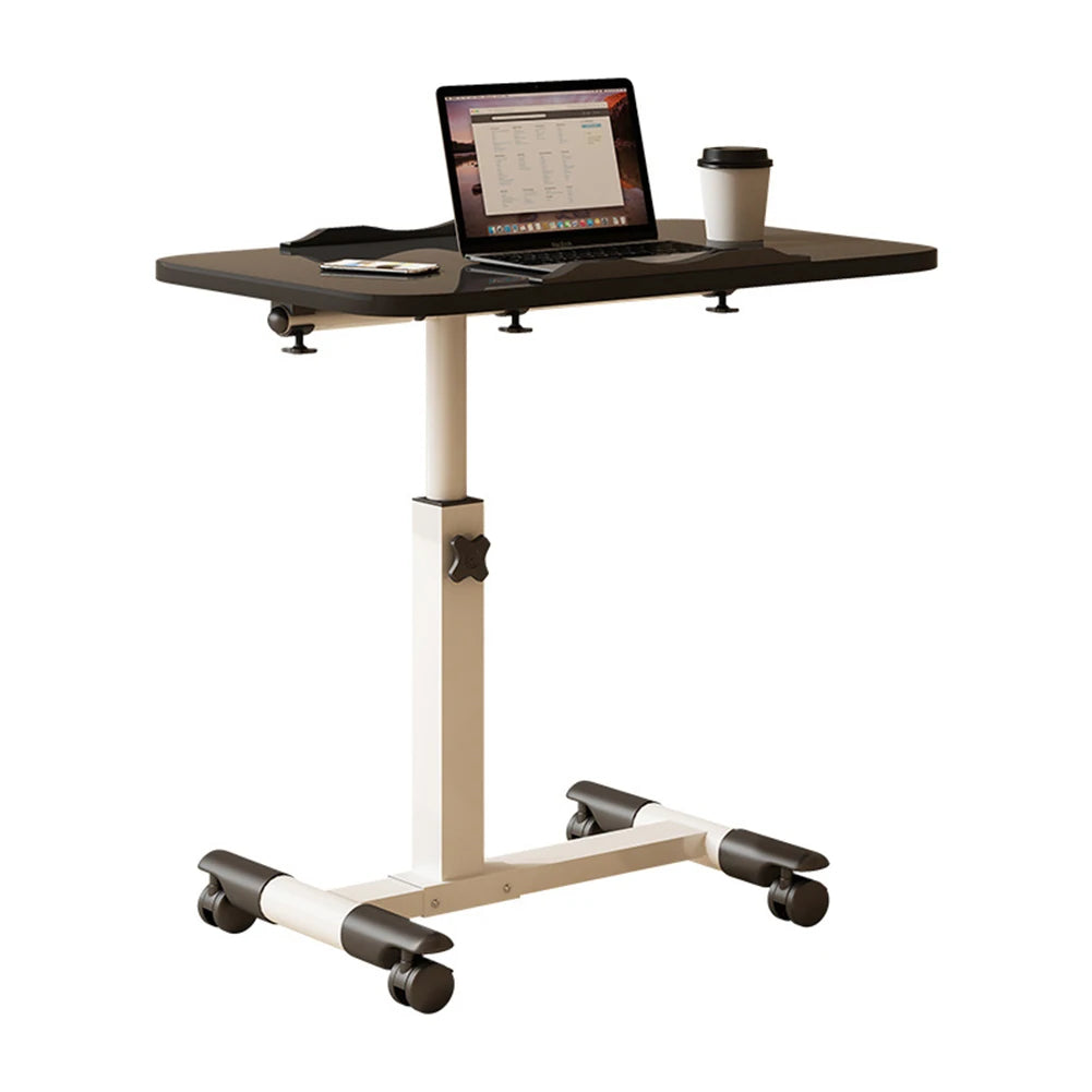 Overbed Table with Adjustable Height & Tilting Desktop — Rolling Hospital Bedside Laptop Desk on Wheels
