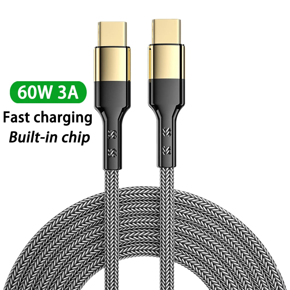 USB-C Ultra Fast Charge Cable with E-Marker Chip – PD 240W/100W/60W, 1m to 2m, 3 Colors