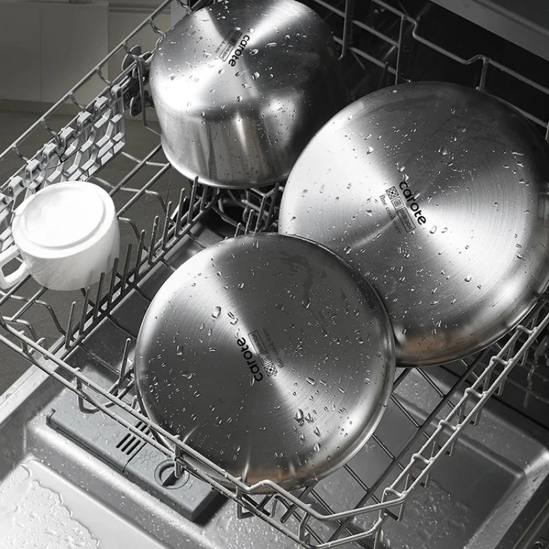 Stainless Steel Cookware Set – Detachable Handle & Nesting Design