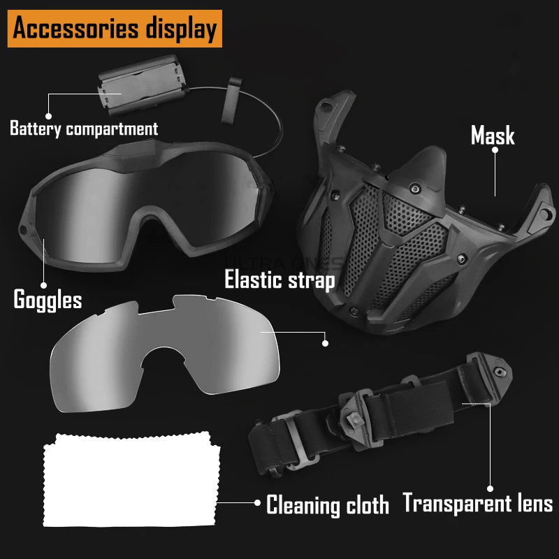 Tactical Full Face Airsoft Paintball Mask with Fan & Goggles