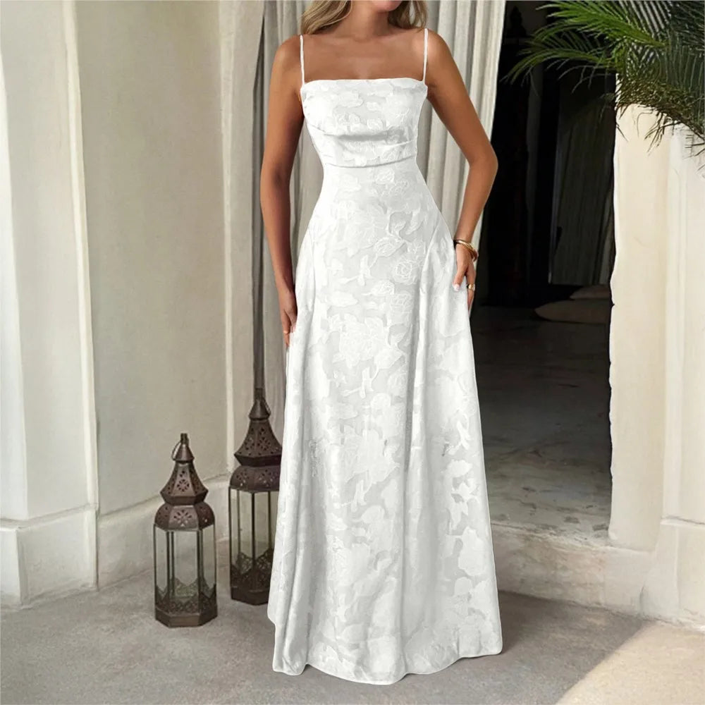 Strapless Tube Top Fit & Flare Midi Dress — Sexy Sleeveless Wedding Banquet Party Dress