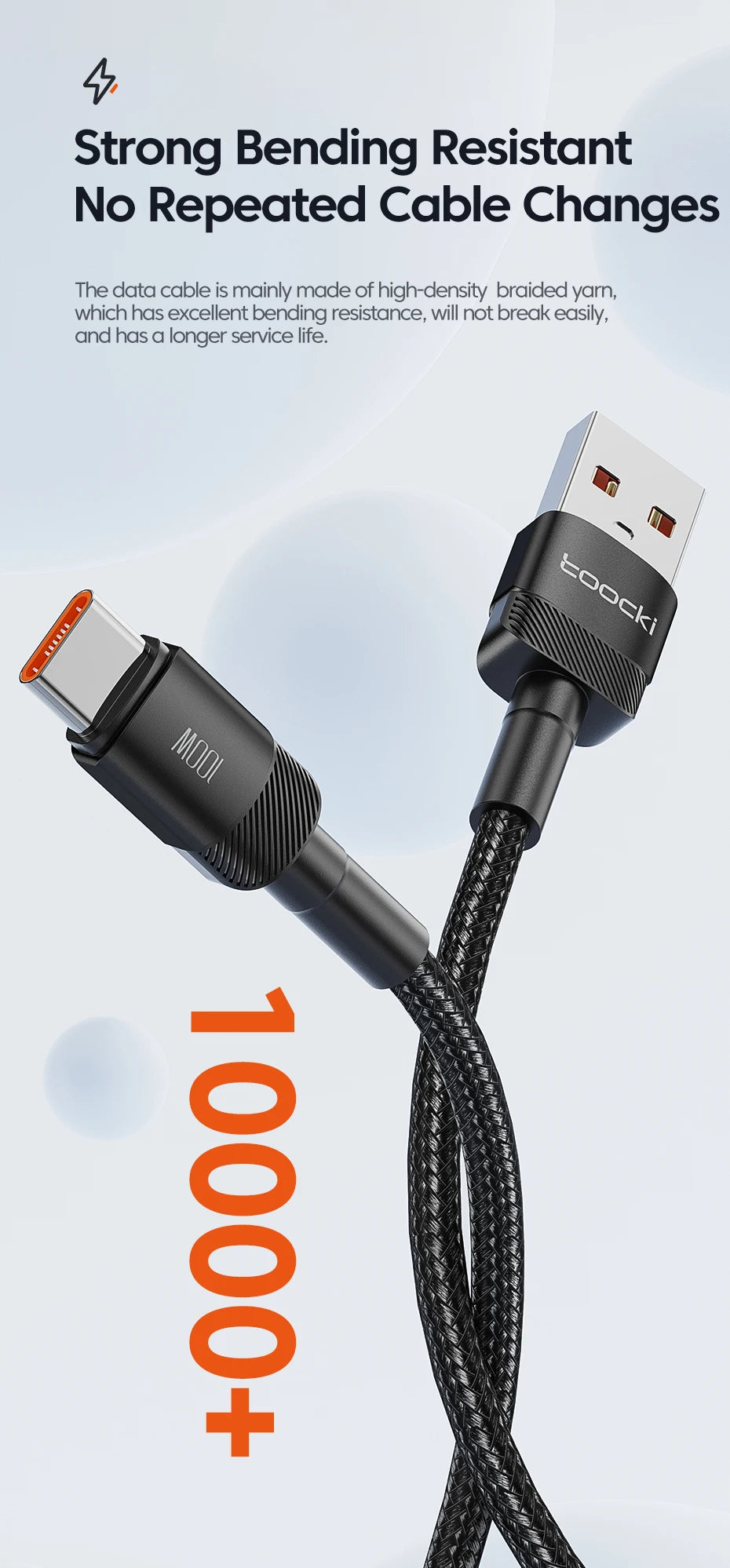 6A Speed. Braided Strength. Every Length. — Toocki USB-A to USB-C 6A 100W Fast Charging Cable | 0.25m to 3m, Huawei, Xiaomi, Samsung, OnePlus, 4 Colors