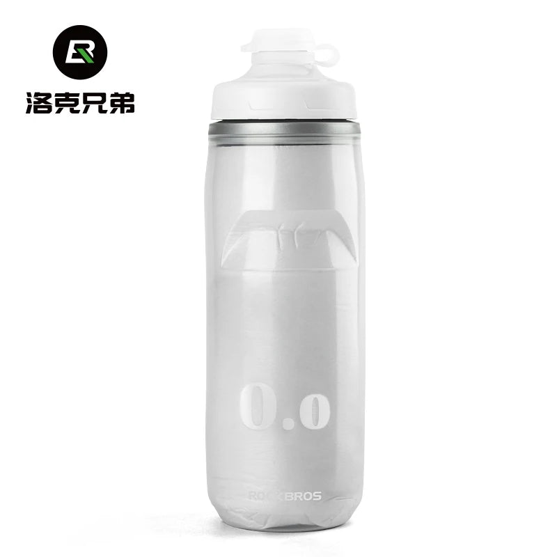 ROCKBROS 620ml Insulated Cycling Water Bottle – Thermal Triple-Layer Squeeze Bike Bottle with Silicone Nozzle