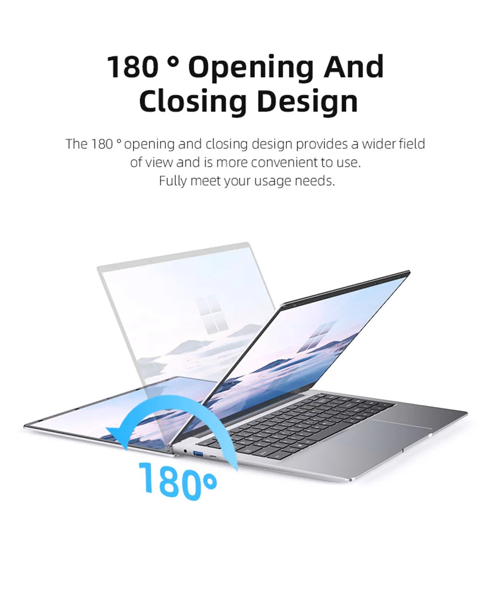 14.1" Intel Atom A3950 Ultra Slim Laptop – 12GB DDR3, Up to 2TB SSD, Windows 11 Pro