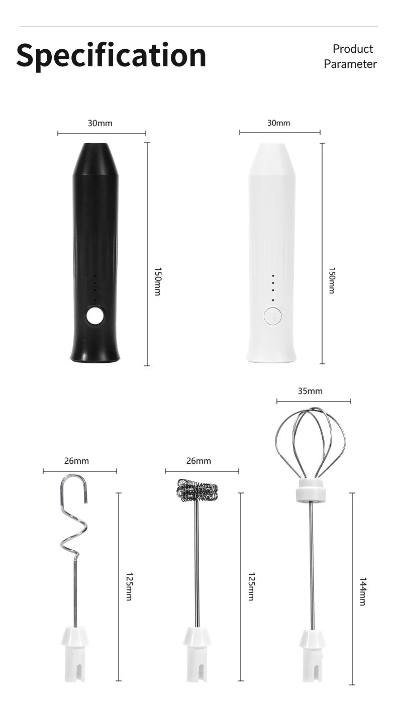 Wireless USB Rechargeable Milk Frother – 3-Speed Handheld Foam Maker & Coffee Whisk